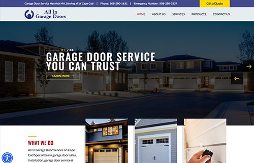 Image of All In Garage Doors website